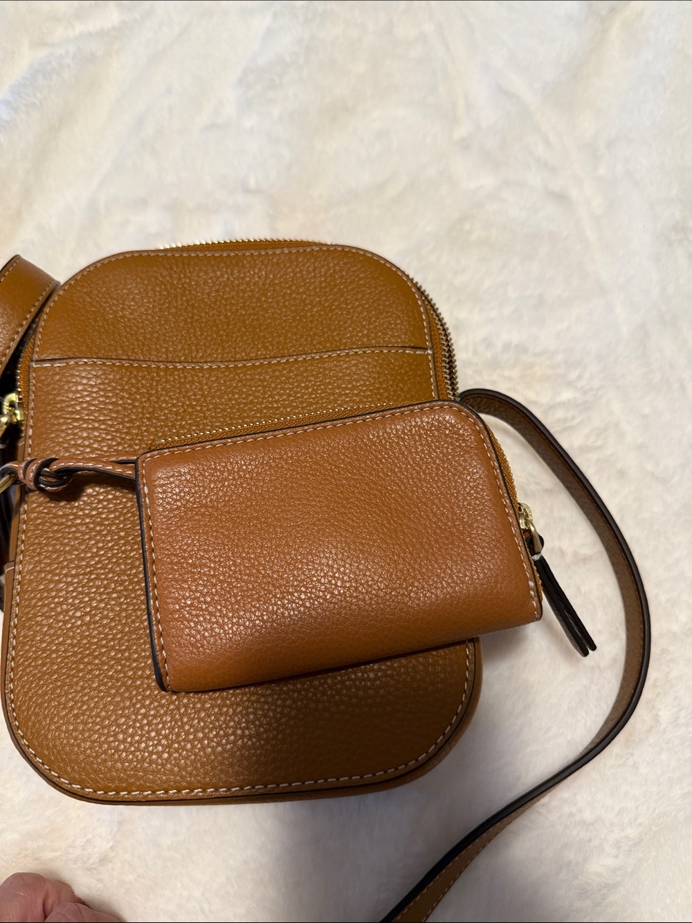 Vera Bradley Cognac Brown Pebbled Leather Crossbody with Matching Wallet NWT - Picture 12 of 13